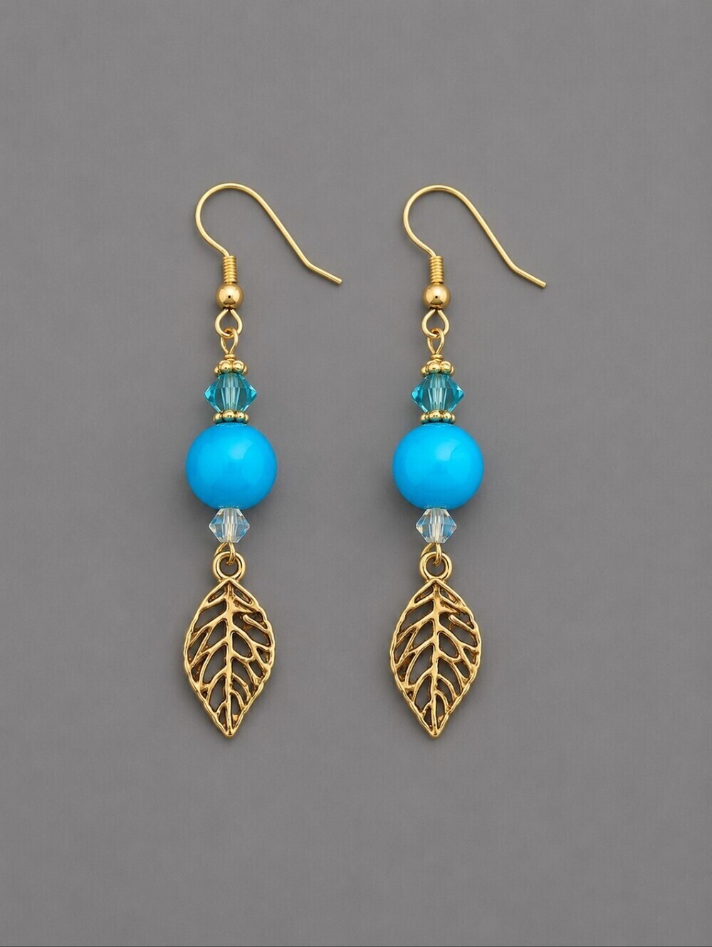 3/$30 HANDMADE Glass Swarovski Beaded Leaf Dangle Earrings